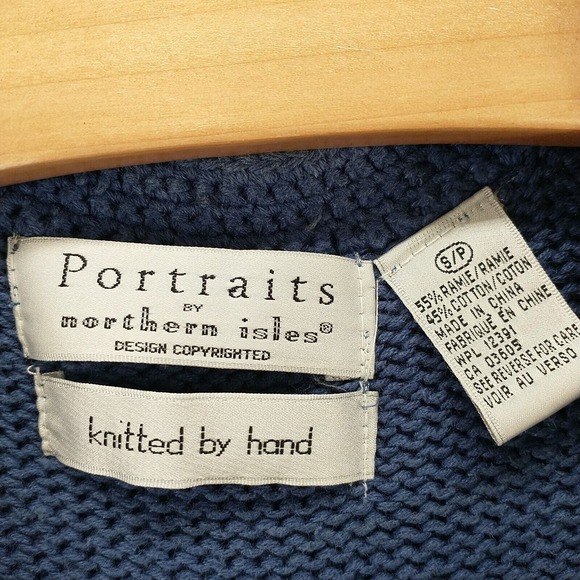 Portraits by Northern Isles Women's Sweater Vest Blue Small Sleeveless Hand Knit - Picture 8 of 11